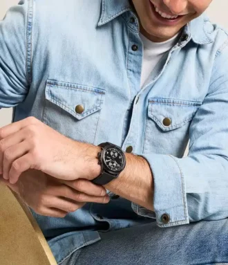 Reloj multifunción Bennett de cuero negro
