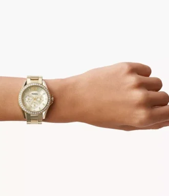 Reloj multifunción Riley de acero inoxidable dorado