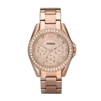 Reloj multifunción Riley de acero inoxidable en tono oro rosa