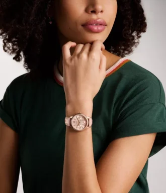 Reloj multifunción Rye de cuero rosa Reloj multifunción Rye de cuero rosa