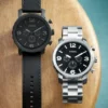 Reloj Nate Chronograph de cuero negro Reloj Nate Chronograph de cuero negro