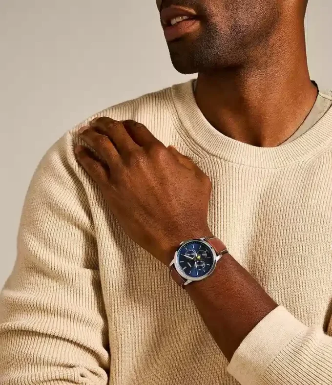 Reloj Neutra Moonphase multifunción con correa de cuero marrón Reloj Neutra Moonphase multifunción con correa de cuero marrón