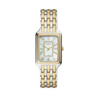 Reloj Raquel de acero inoxidable bicolor con tres agujas y fecha