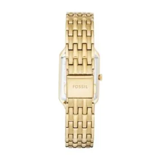 Reloj Raquel de acero inoxidable dorado con tres agujas y fecha