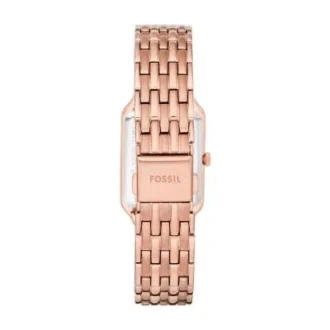 Reloj Raquel de acero inoxidable tono oro rosa con tres agujas y fecha