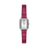 Reloj Raquel Mini de dos agujas con correa de cuero rosa