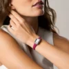 Reloj Raquel Mini de dos agujas con correa de cuero rosa