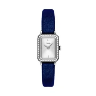 Reloj Raquel Mini de dos agujas con terciopelo azul