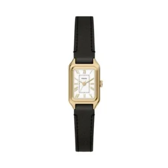 Reloj Raquel Mini de tres agujas con correa de cuero negro
