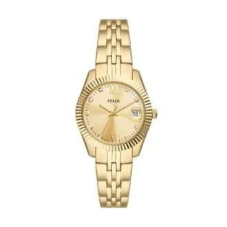 Reloj Scarlette de acero inoxidable dorado con tres agujas y fecha