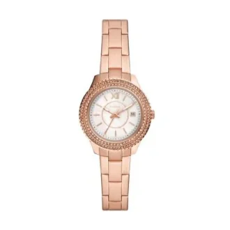 Reloj Stella de acero inoxidable tono oro rosa con tres agujas y fecha