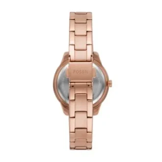 Reloj Stella de acero inoxidable tono oro rosa con tres agujas y fecha