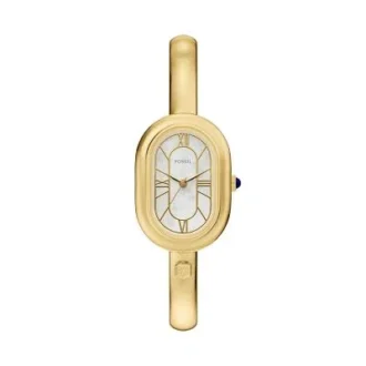 Reloj tipo brazalete Sloan de acero inoxidable dorado con tres agujas