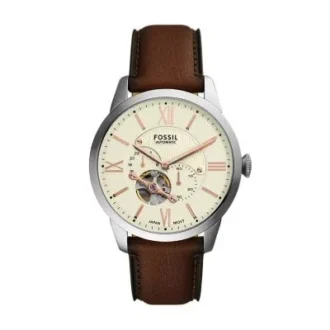 Reloj Townsman automático con correa de cuero marrón