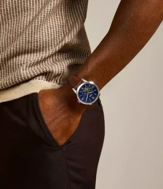 Reloj Townsman automático con correa de cuero marrón
