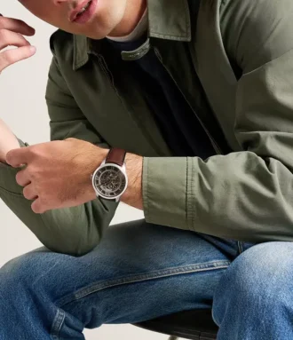 Reloj Townsman automático con correa de cuero marrón