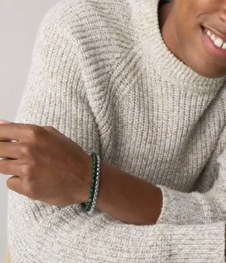 Set de regalo con pulsera de acero inoxidable y ágata verde
