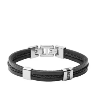 Townsman Leather Essentials Pulsera de cuero negro de varias vueltas